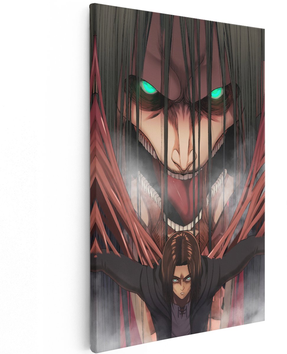 Artaza Canvas Schilderij Eren Yeager - 120x180 cm - Groot - Wanddecoratie Anime Titan - Muurdecoratie Jongens Slaapkamer - Schilderijen Op Canvas