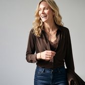 Je m'appelle Travelstof At Work Blouse Met stretch - Bruin - Maat XXL