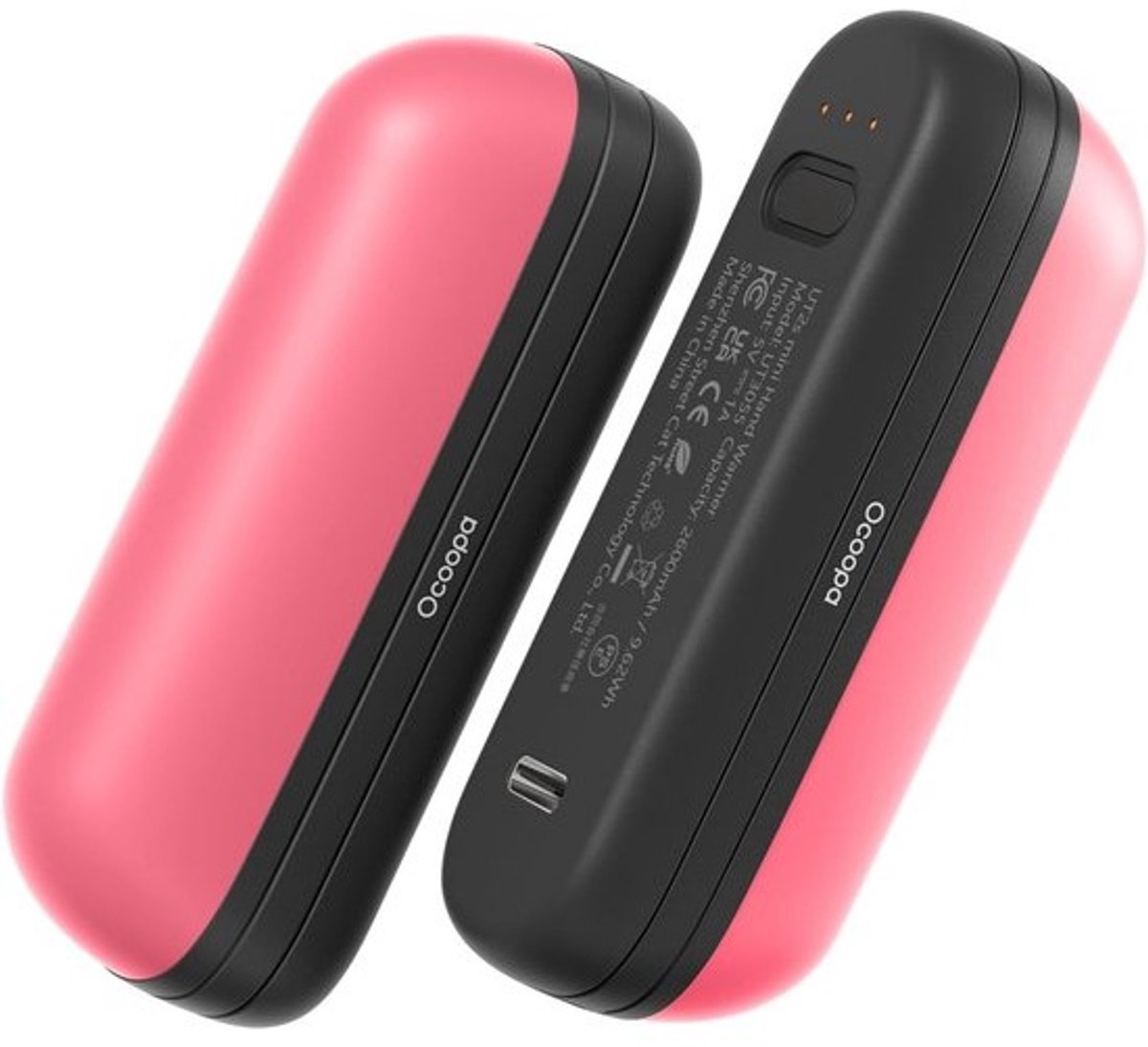 Handwarmer Oplaadbaar - Elektrische Handwarmer - Buiten Activiteiten - Magnetische 2-in-1 - 5200 mAh - Zwart Roze