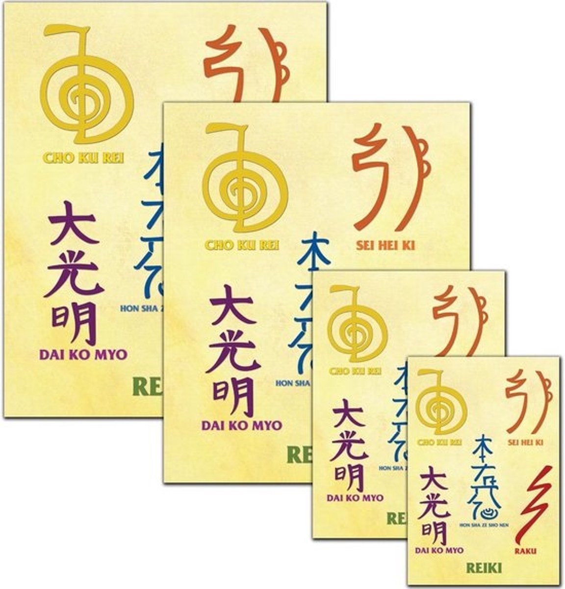 Reiki Symbolen Poster Set voor Meditatie en Spirituele Healing - Set van 5 Ongeprinte Kunstwerken