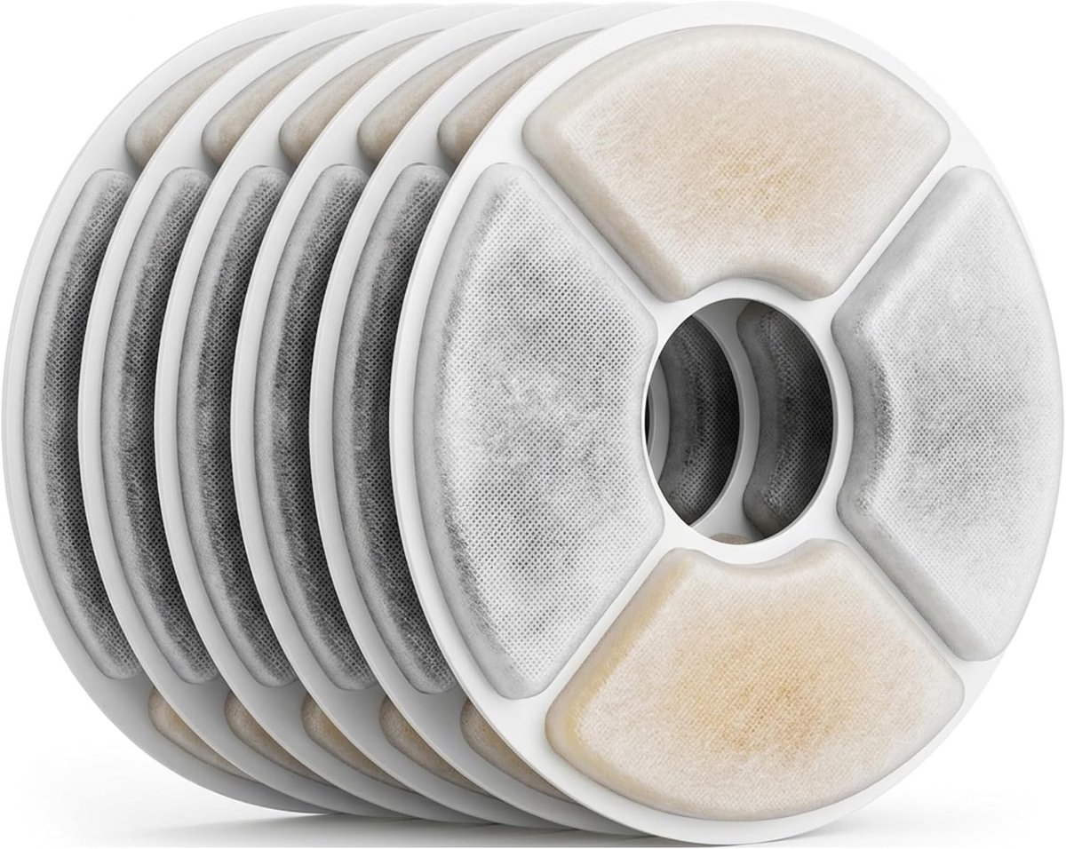 Kattenfontein Filters - Ronde Vorm - 12,6 cm - Biologisch Katoenen Mesh met Actieve Kool - Voor Katten