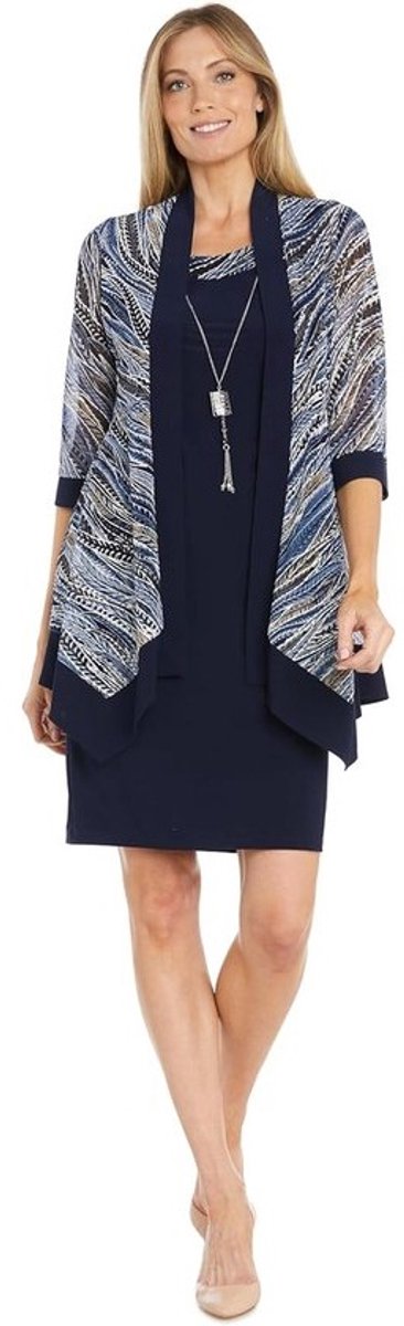 2-delige Geklede Jurk met Blazer en Bladerenprint voor Dames