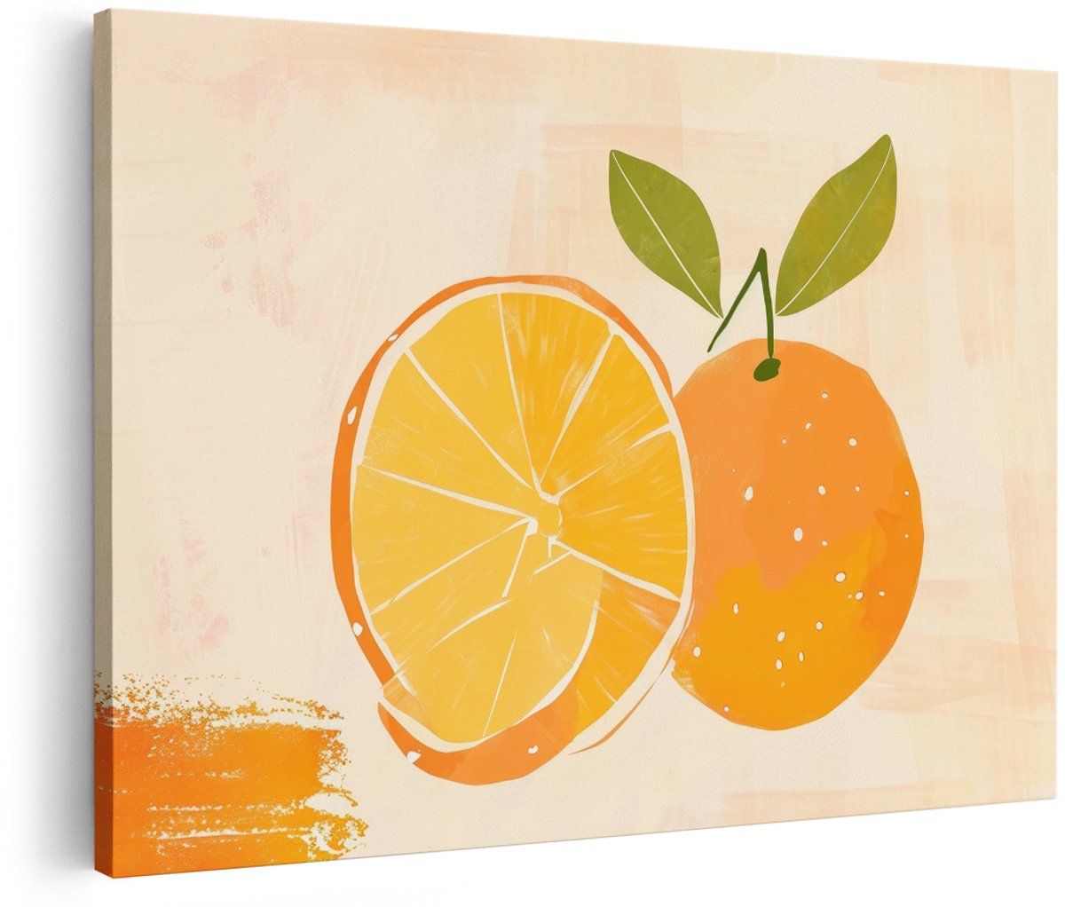 Artaza Canvas Schilderij Sinaasappel - 150x100 cm - Groot - Wanddecoratie Keuken - Muurdecoratie Fruit - Decoratie Oranje Schilderij