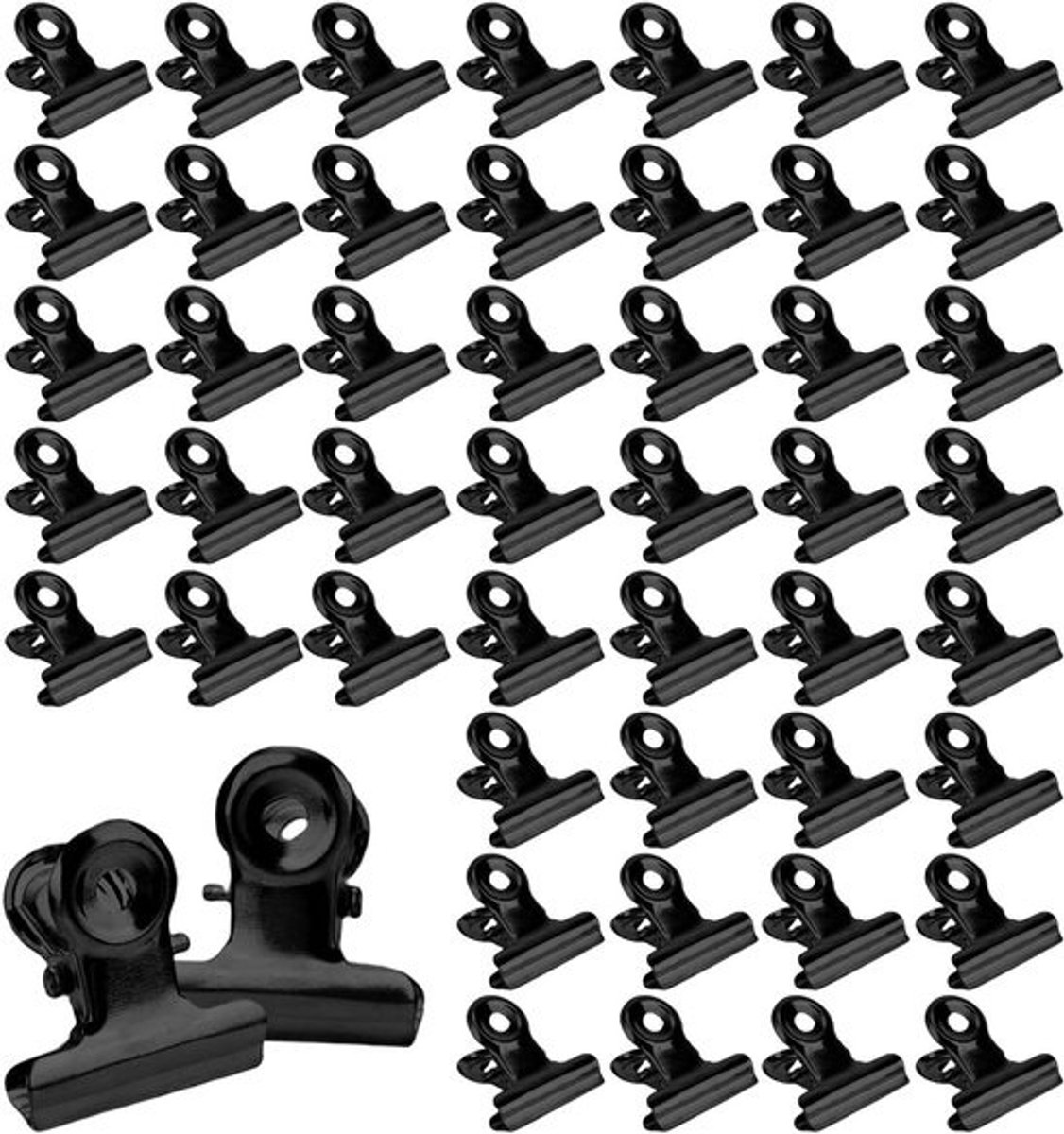 60 Stuks Kleine Bulldog Paperclips voor Foto's, Tekeningen en Creatieve Klussen - Metalen Klemmen (Zwart, 22mm)