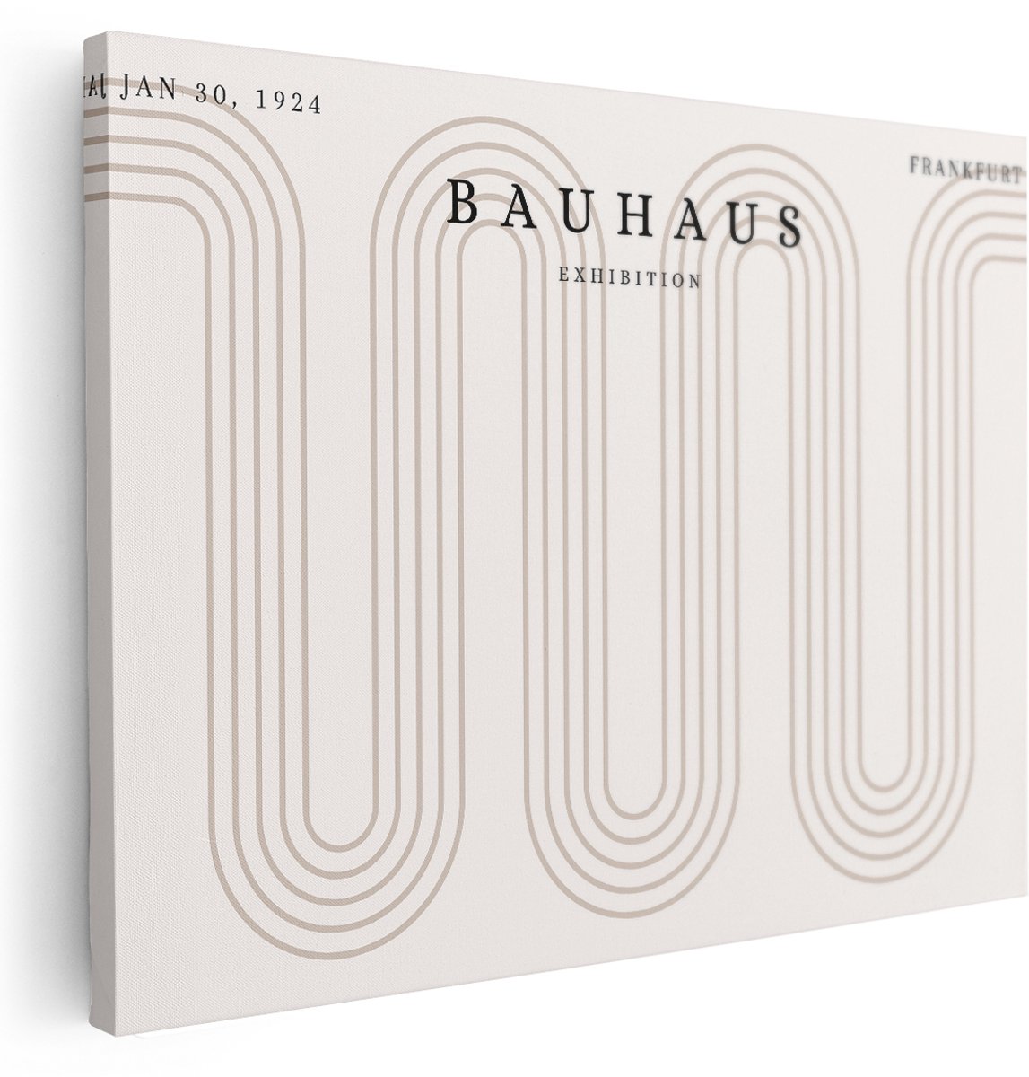 Artaza Canvas Schilderij Bauhaus Tentoonstelling - 160x120 cm - Groot - Wanddecoratie Abstract - Muurdecoratie Geometrisch - Schilderijen Op Canvas Vintage - Beige