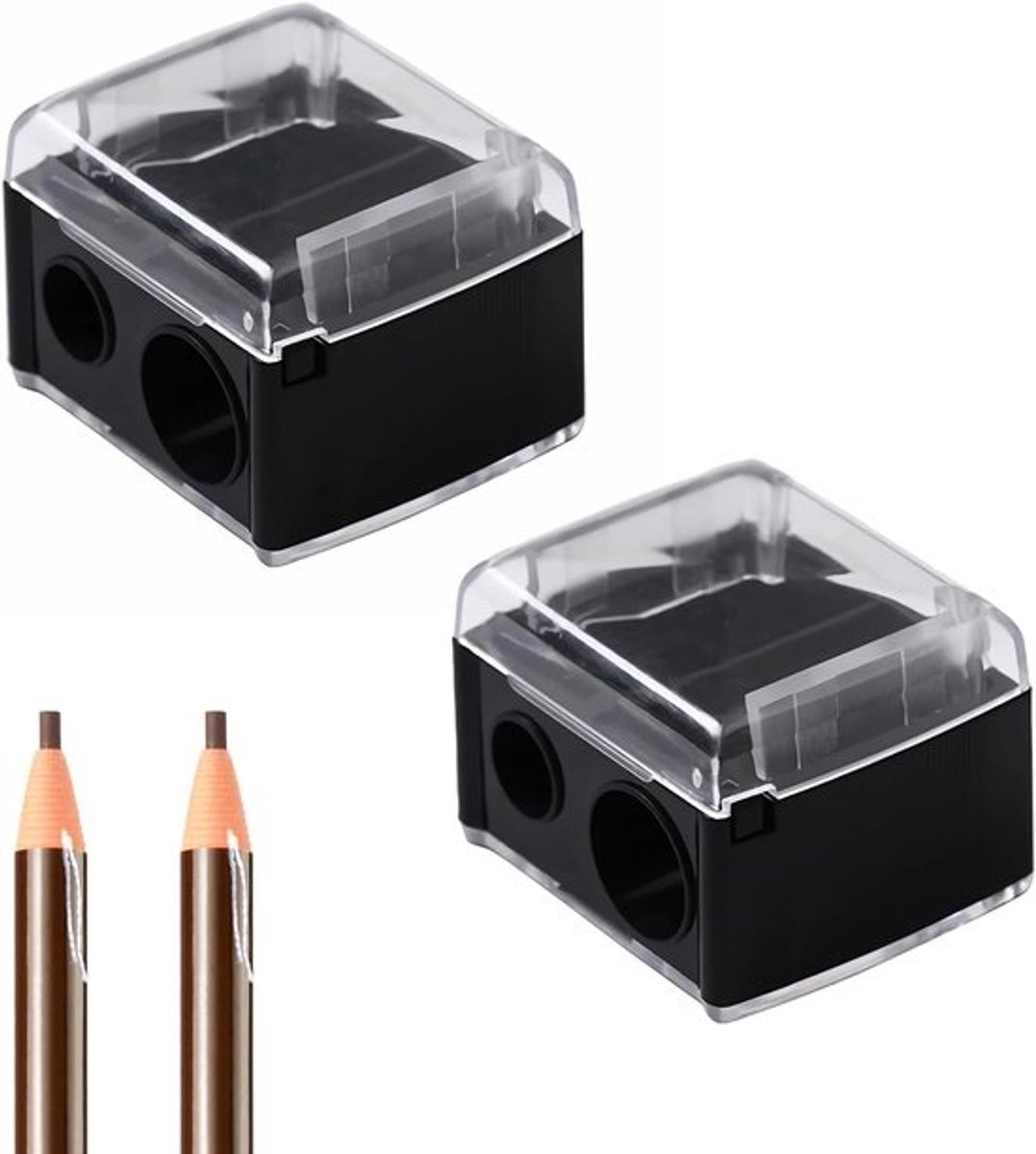Set van 2 Dubbele Puntenslijpers voor Dikke en Dunne Make-up Potloden