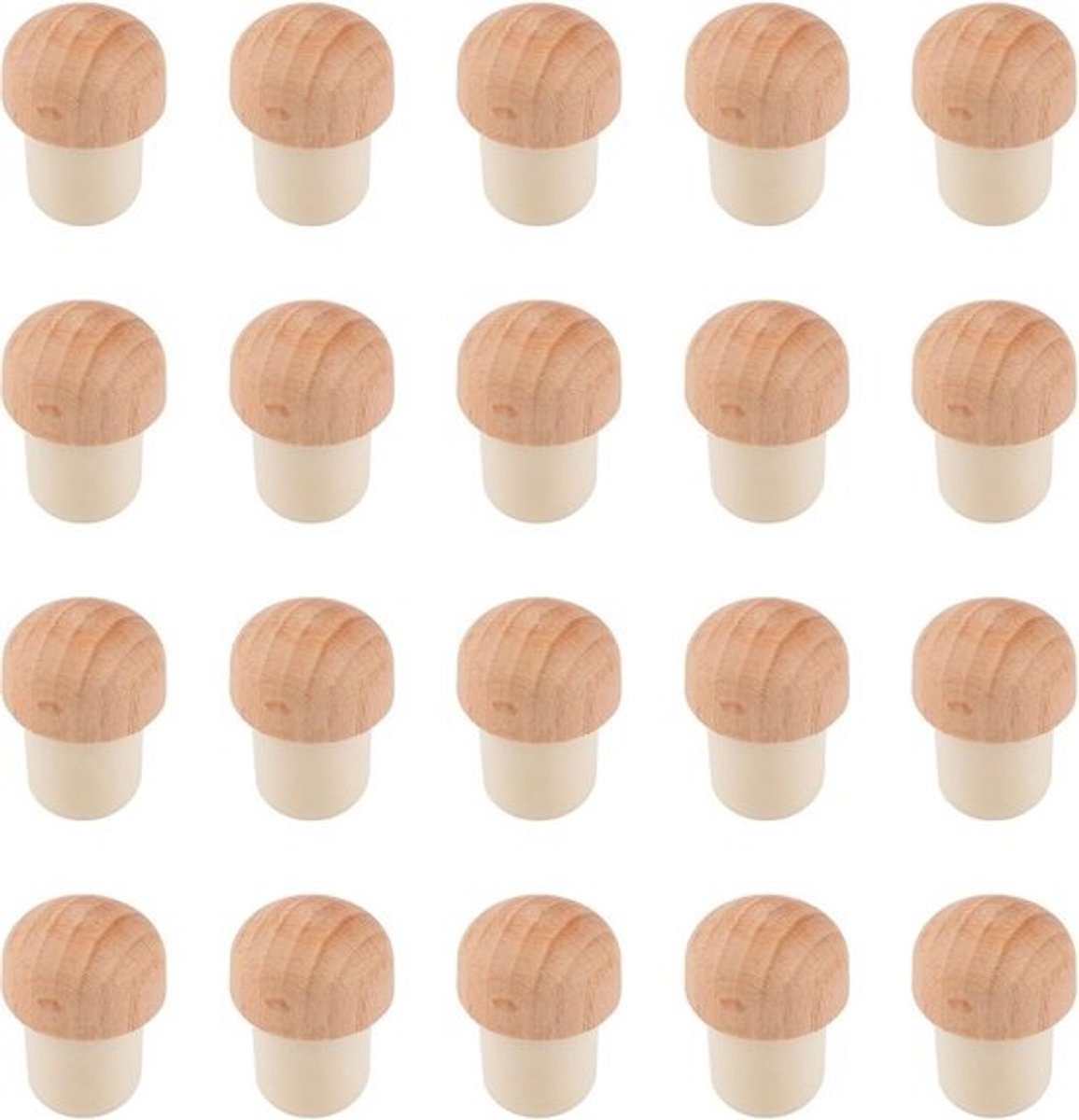 20x T-Vormige Houten Wijnkurken - Universele Kurk Stopper voor Flessen en Potten