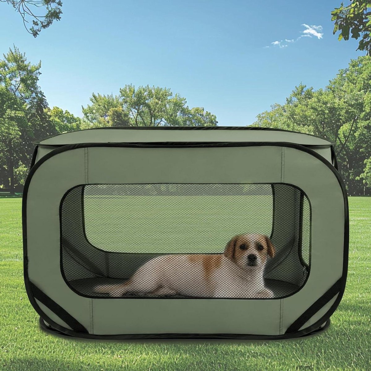 Honden Transportbox - Draagbare Hondentas - Veilig Reizen - Opvouwbaar Ontwerp - 94 x 53 x 53 cm - Groen