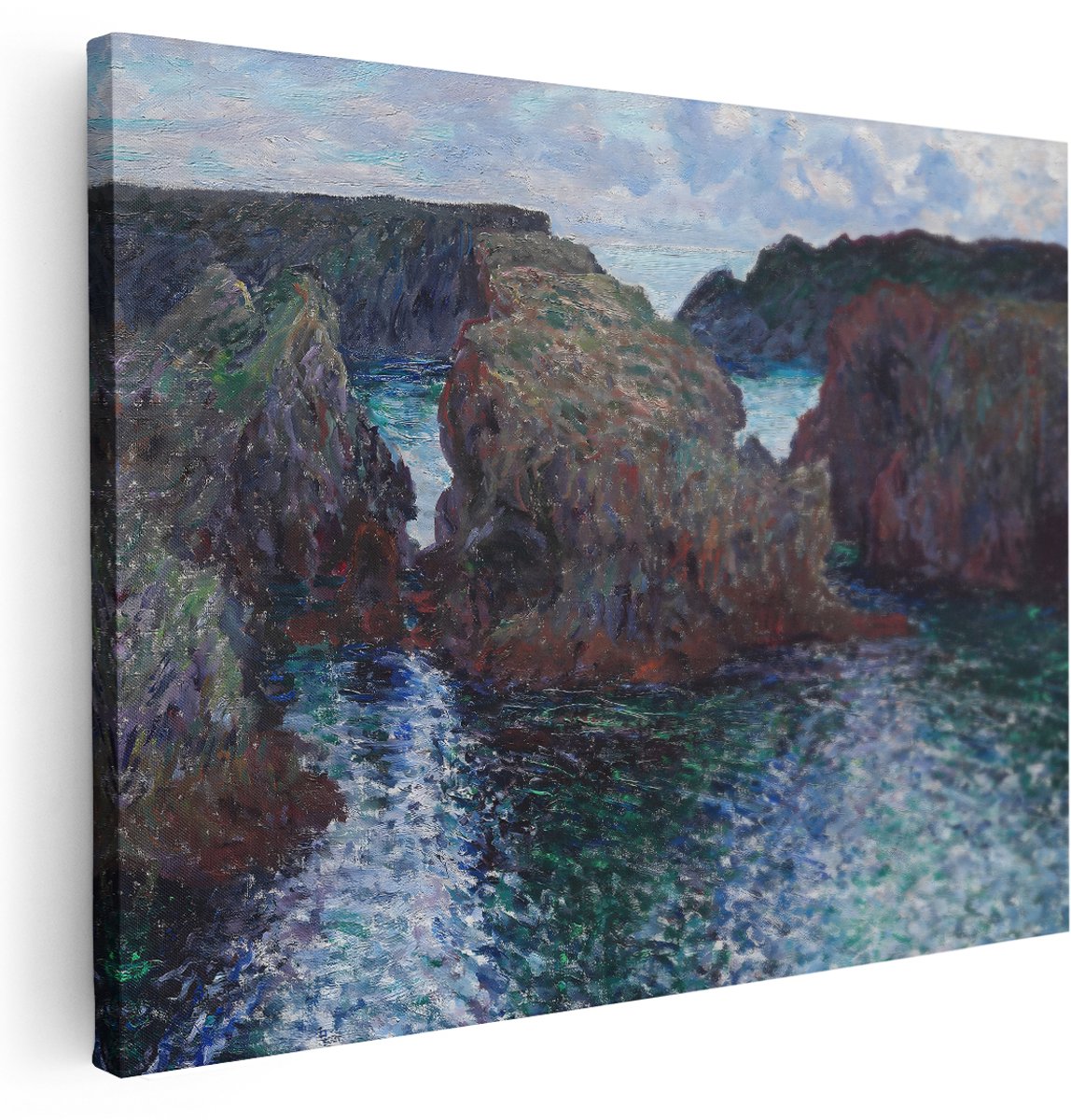 Artaza Canvas Schilderij Landschap Monet - 160x120 cm - Groot - Wanddecoratie Kust - Muurdecoratie Zee - Schilderijen Op Canvas Natuur