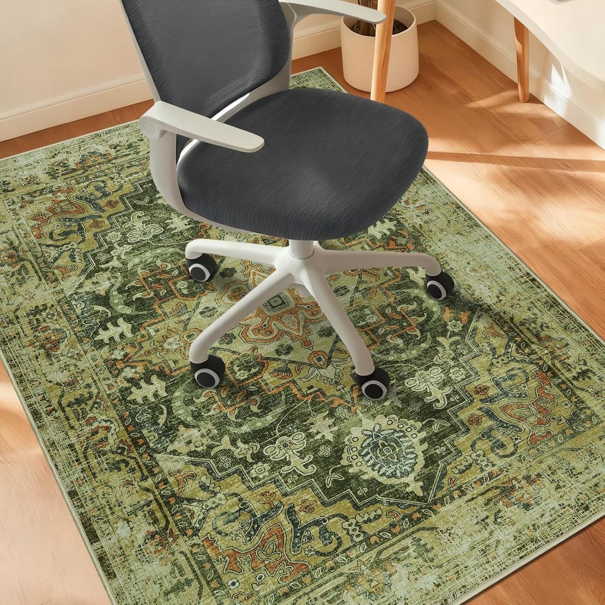 Houten Vloermat voor Bureau met Antislip Rubber, 90x120cm, Perfect voor Thuiswerkplek en Kantoor
