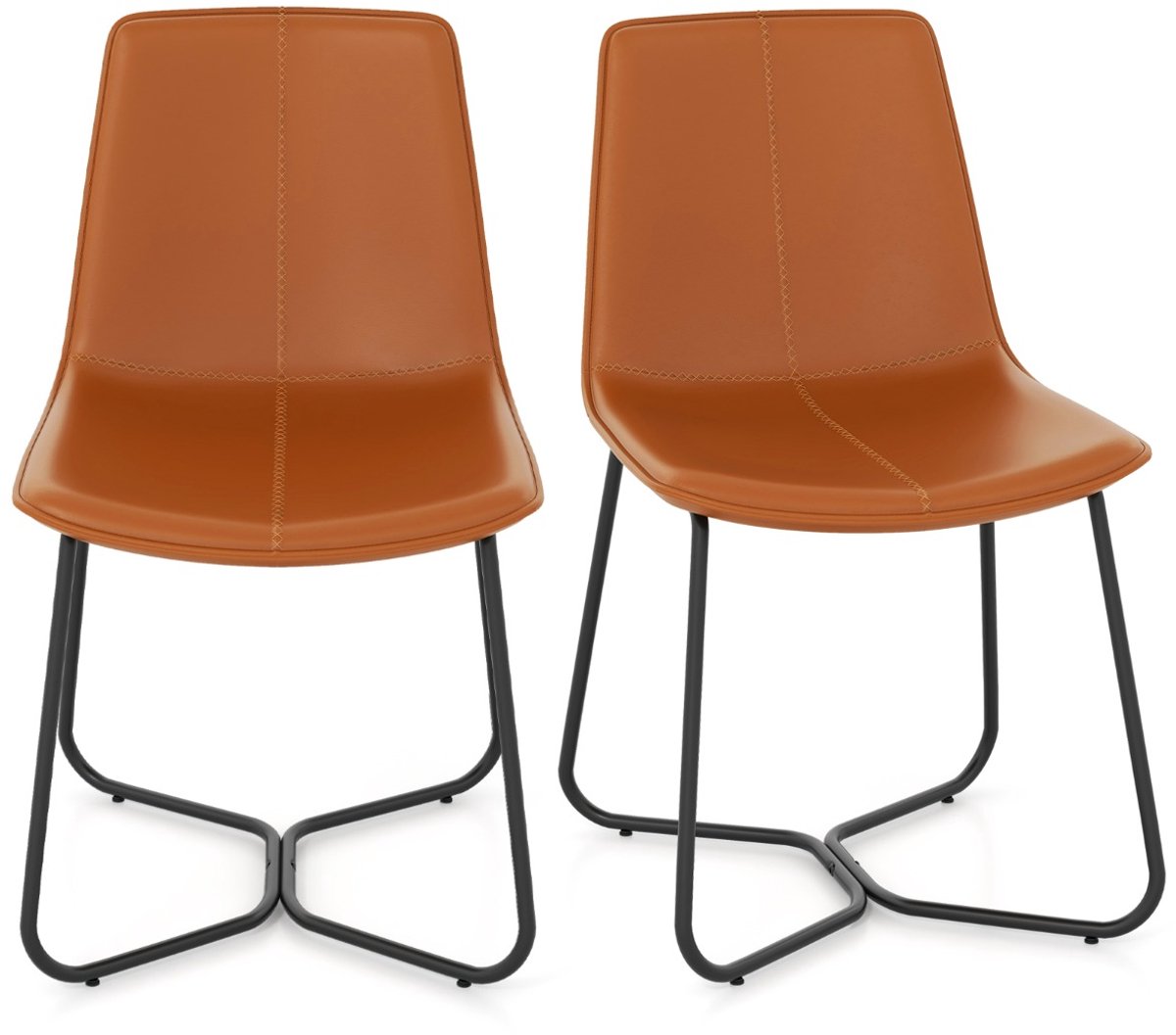 SureDeal® - Eettafel - Eetkamerstoelen Keukenstoelen - Kunstleren Bekleding - Metalen Poten Vintage - 57x48x83 cm - Bruin