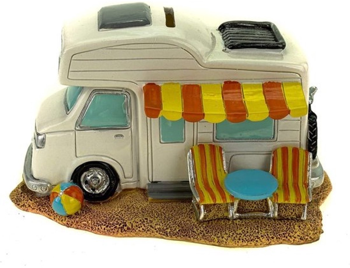 Spaarpot Camper - Vakantiekassa voor Reizen en Sparen - Decoratieve Spaarvarken met Draaisluiting
