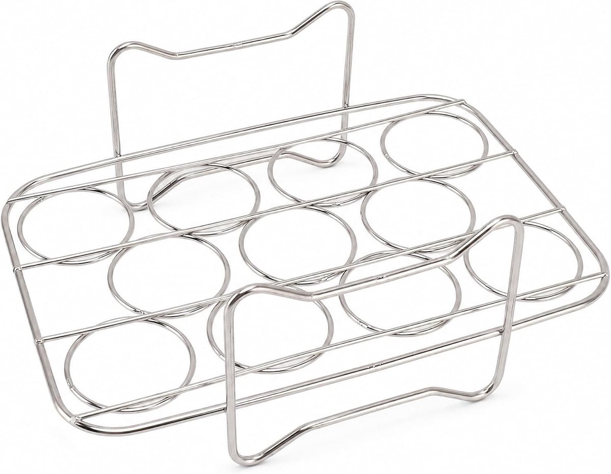 Multi-function RVS Eieren Stoomrek voor 11 Eieren, Geschikt voor Airfryer en Snelkookpan, Ideaal voor Gezond Koken en Stomen