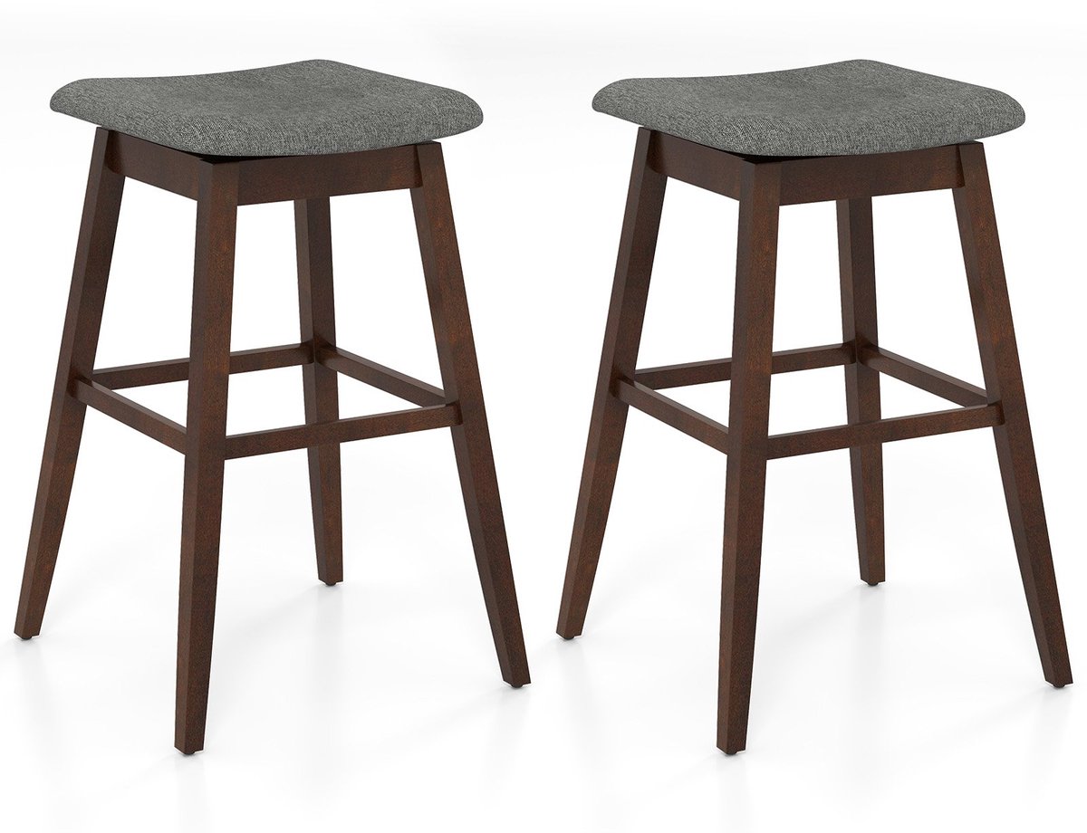 SureDeal® - Barkruk - 2-delige Barkrukken - Voetensteun Draaibare Barstoel - 50x50x76 cm - Grijs & Bruin
