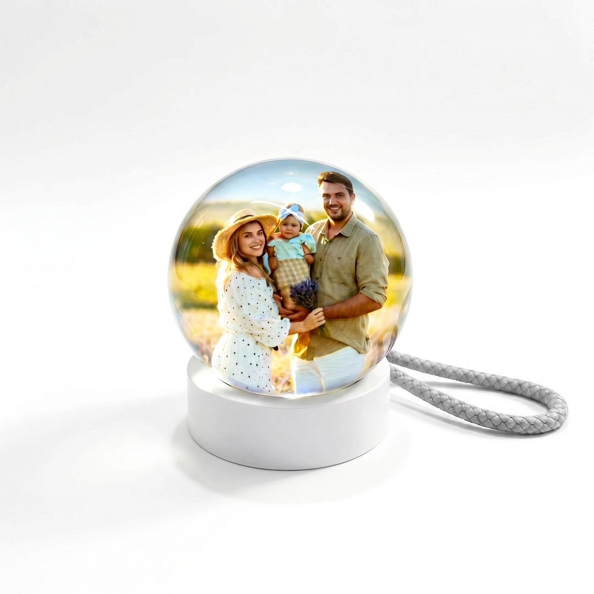 carmdering - Crystal Ball 3D LED Kristallen Bol -3D Kristallen Bol Fotodisplay met Bluetooth Speaker, Digitale Klok en App