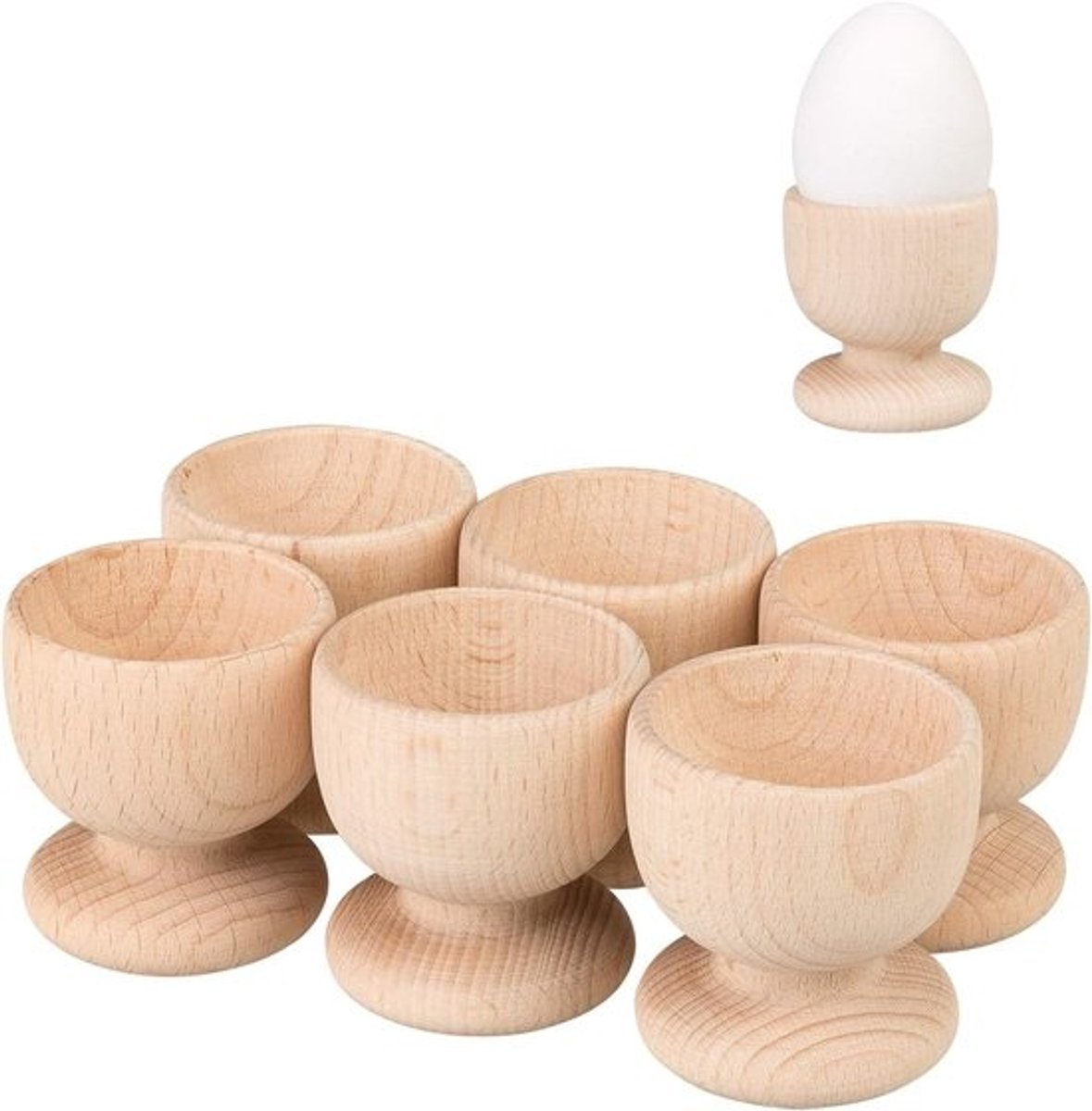 Eierdopjes set - Eierhouders - Ontbijt tafel - Duurzaam beukenhout - Set van 6 - Natuurlijk hout