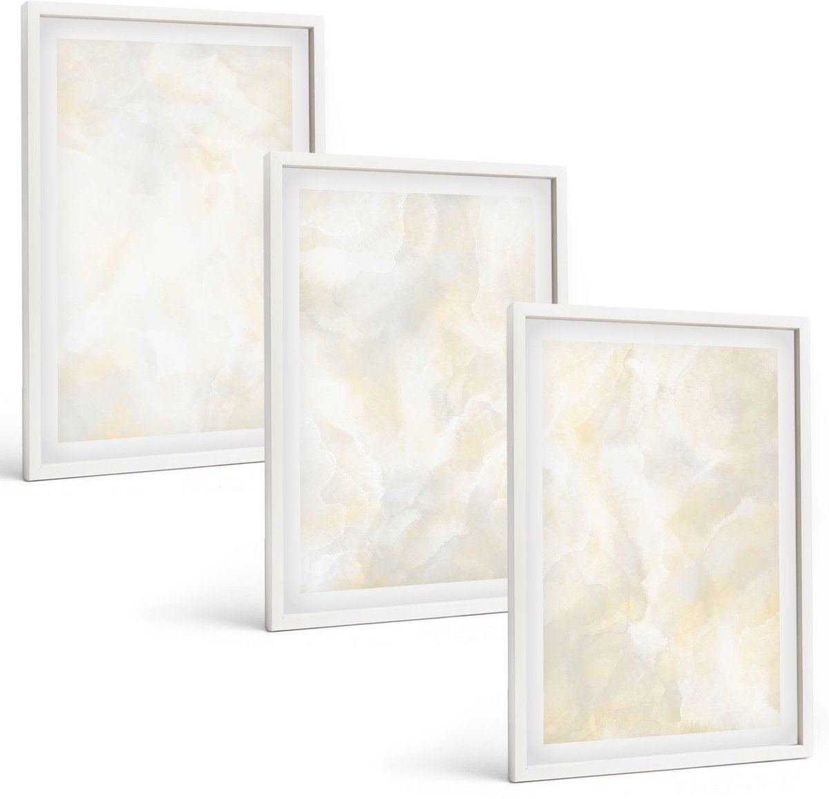 Wallfluent 3-Delige Schilderij Set - Heldere Texturen, Penseelstreken En Design. - 40 x 60 - Muurdecoratie - Schilderijen Set - Woonkamer