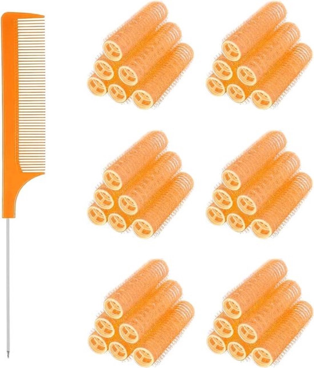 37 Stuks Zelfklevende Kleine Krulspelden met Stalen Naaldpunt Kam voor Haarstyling en Kapsels