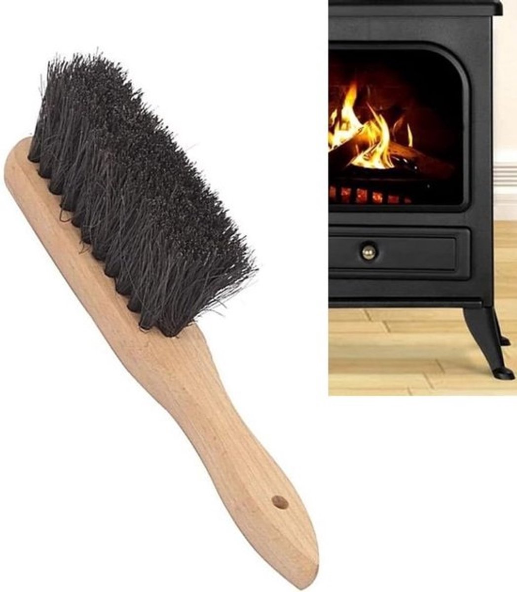 Haardborstel 28 cm met Houten Handvat voor Schoonmaken Open Haard en Vuurhaard