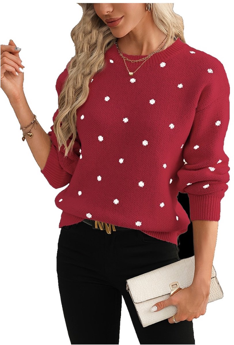 Currero Sweater Dames Sweaters Sweatshirt Hoodie Warme Trui Pullover Jumper Crewneck Vest Scharlaken