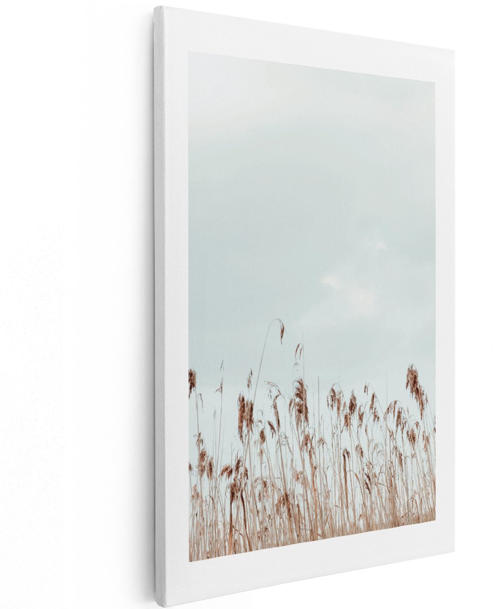 Artaza Canvas Schilderij Riet - 120x180 cm - Groot - Boho Wanddecoratie Natuur - Muurdecoratie Landschap - Decoratie Woonkamer Pampas