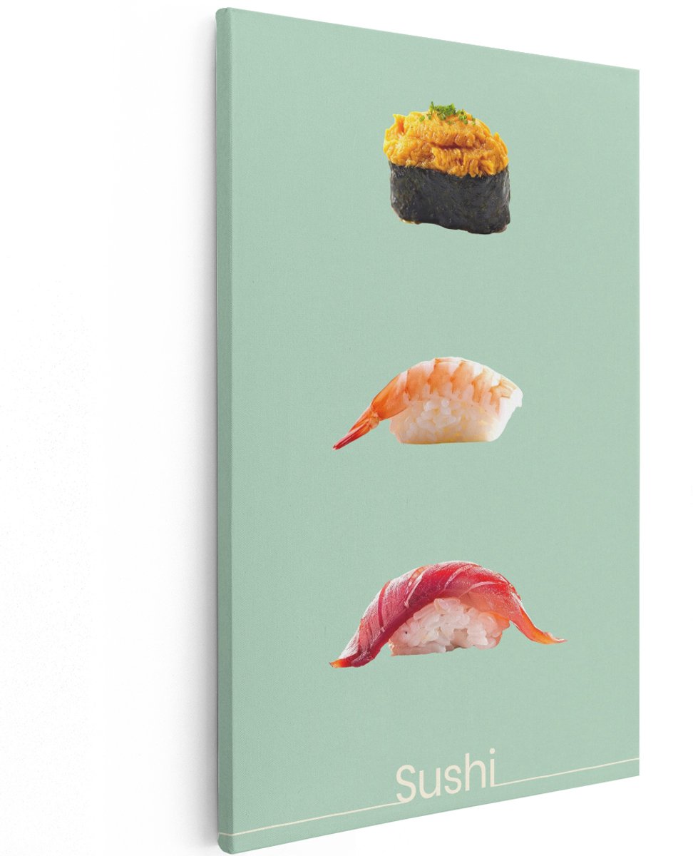 Artaza Canvas Schilderij Sushi - 120x180 cm - Groot - Wanddecoratie Keuken - Muurdecoratie Japans - Decoratie Eten - Schilderijen Op Canvas