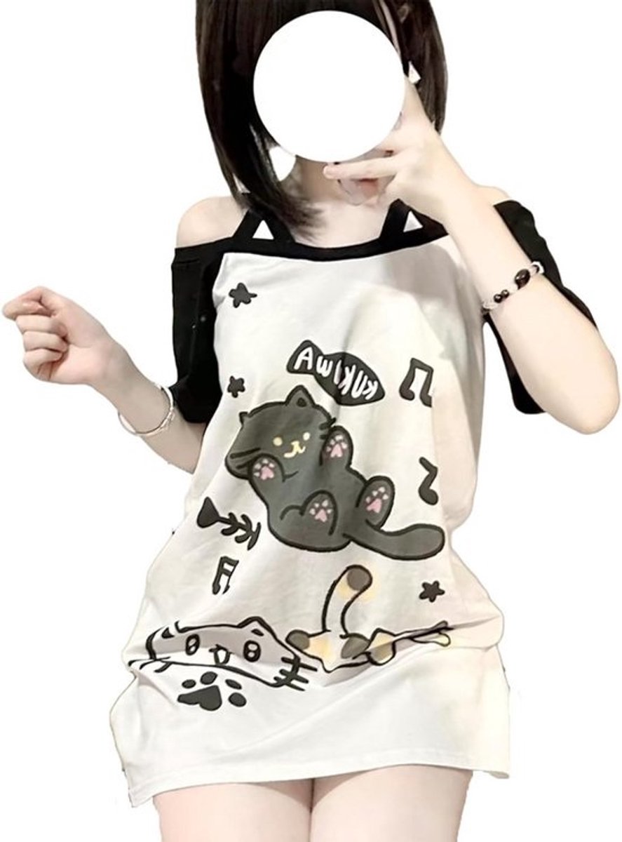 Kawaii Cartoon Grafische T-Shirts Dames Y2K Stijl Off Shoulder Tops