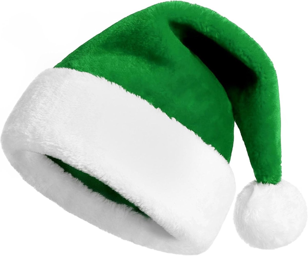 Deluxe Pluche Kerstmuts voor Volwassenen met Faux Bont Pompon en Brede Rand voor Kerstkostuum