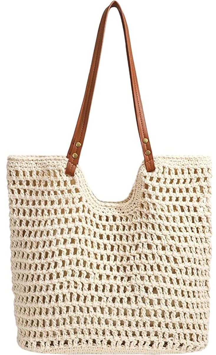 Grote Boho Strandtas Dames - Lichte Gevlochten Zomertas & Shoppertas