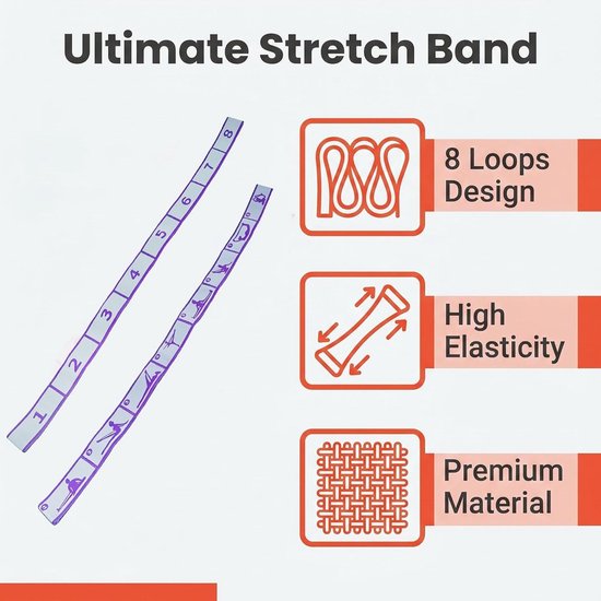 Yoga-riem met lussen 85 x 4 cm, fitnessband voor stretching, pilates, turnen en ballet — afbeelding 3