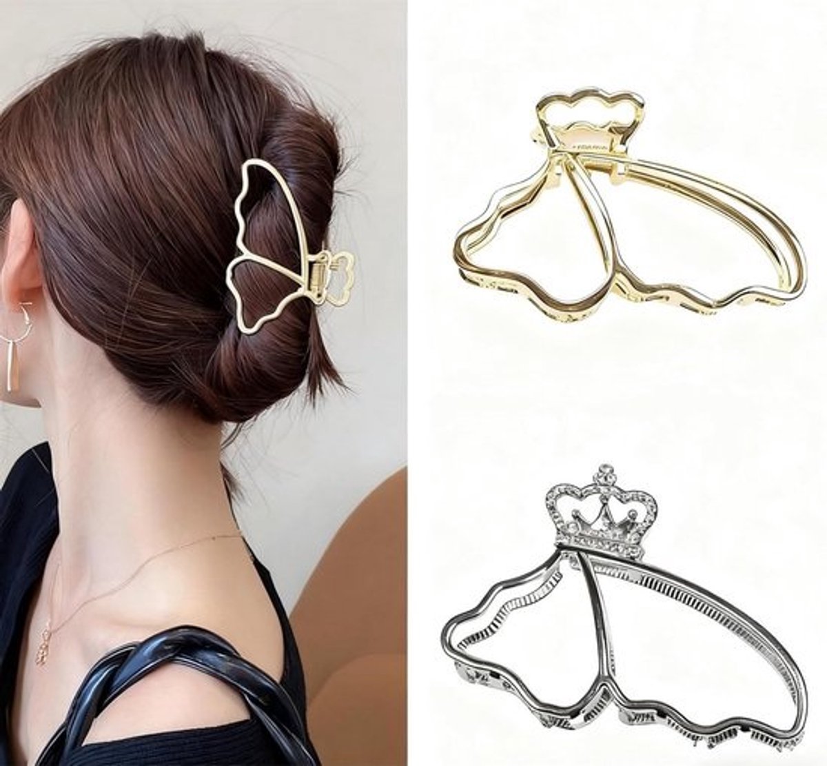 2 Stuks Medium Haarspeldjes Vlinder Metalen Klem voor Dik en Dun Haar Sterke Houdkracht