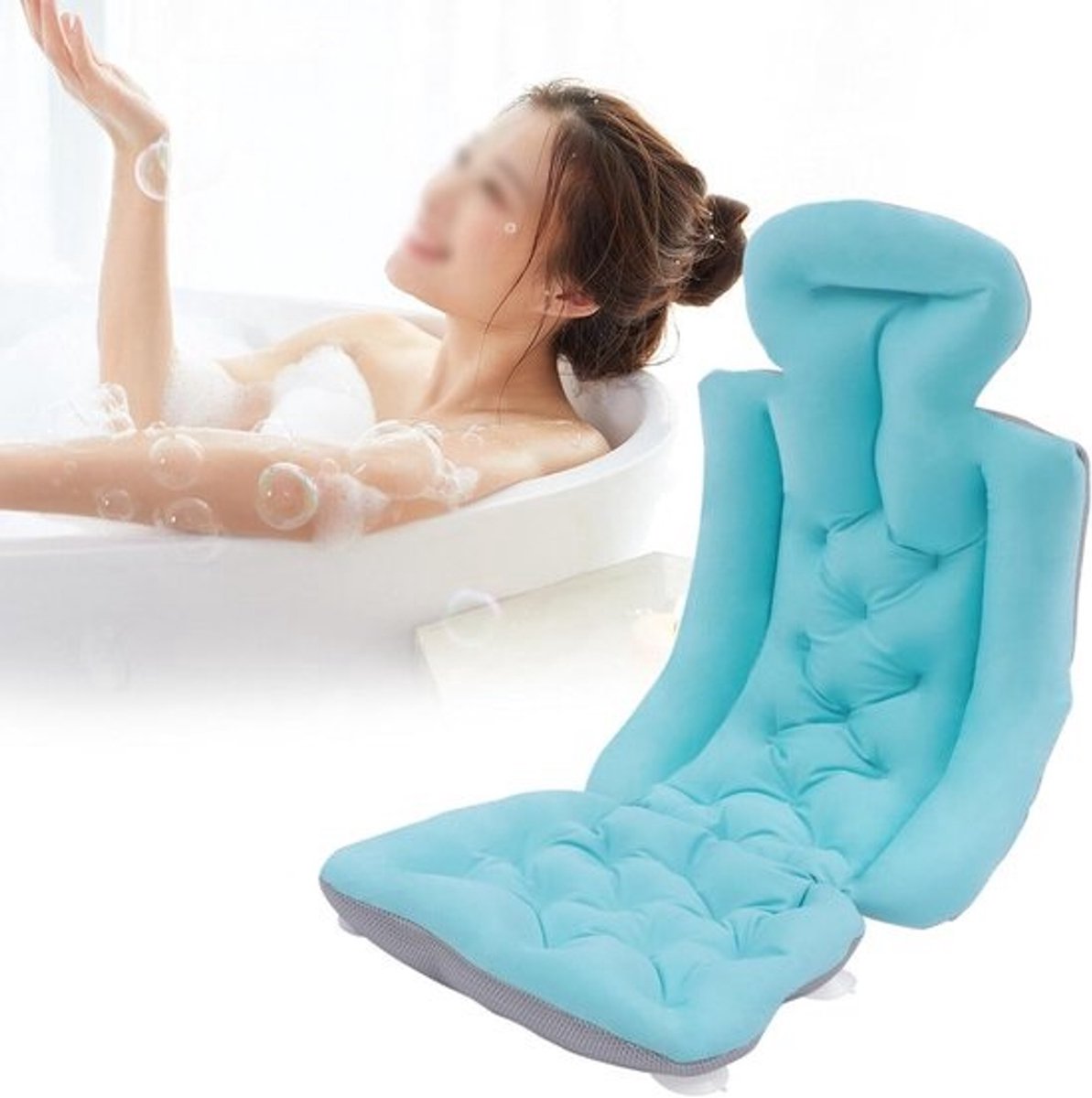 Extra Lange Antislip Badmatras met Neksteun voor Volledige Ontspanning