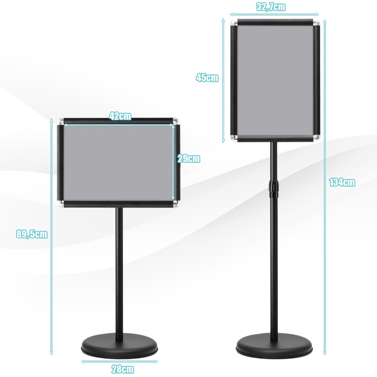SureDeal® - Presenter - 2-delige Hoogteverstelbare Informatiehouder - 33x24 cm - Zwart