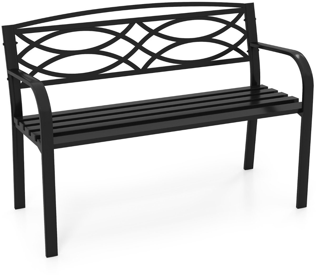 SureDeal® - Metalen Tuinbank 2-Zits - 116x49x83 cm - Zwart - Weerbestendige Zitbank met Rugleuning & Armleuningen