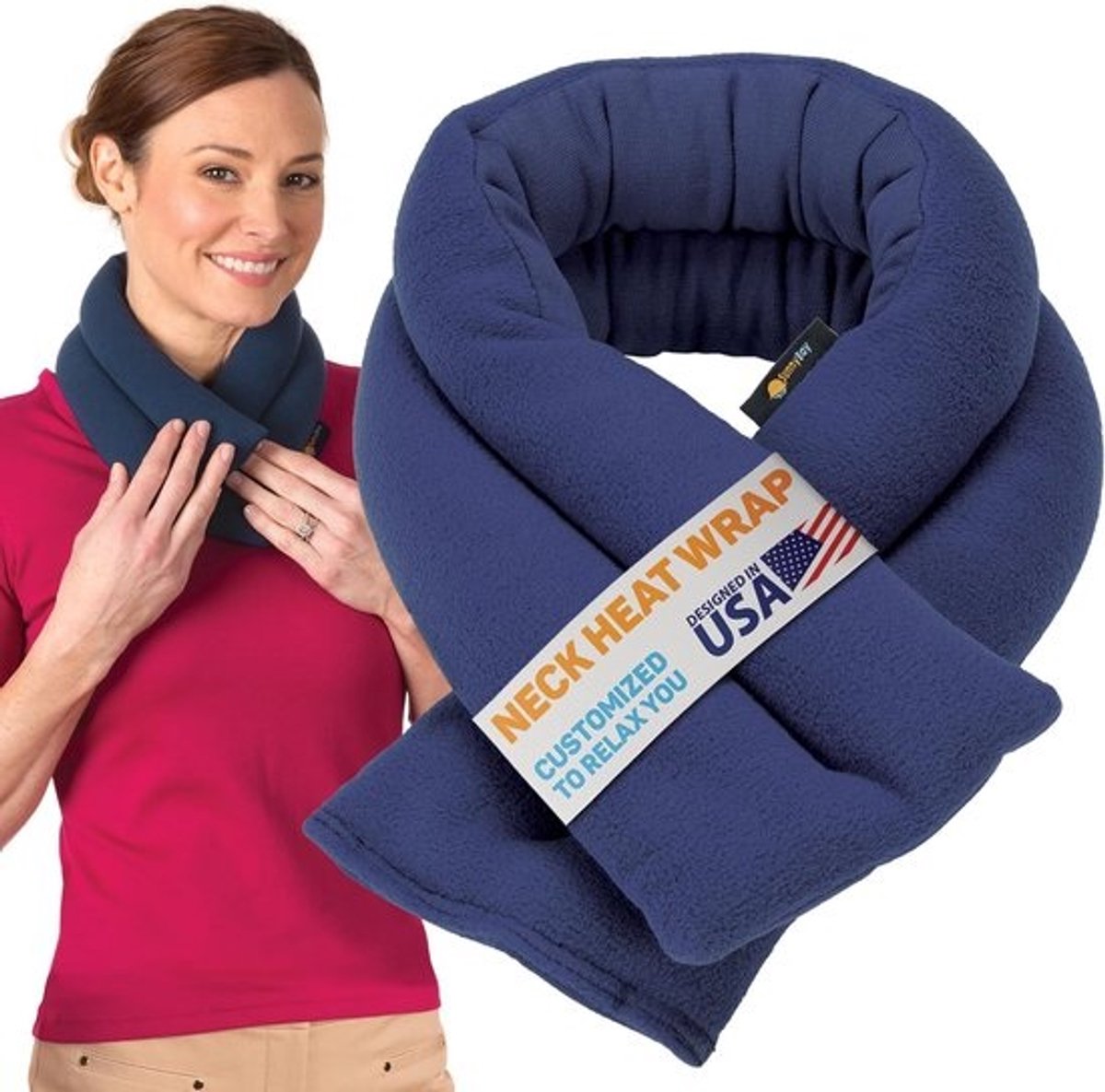 Verwarmingskussen Nek - Lijnzaad Hot Pack - Pijnverlichting Lichaam - Magnetron Verwarmbaar - 66 x 10 cm - Blauw