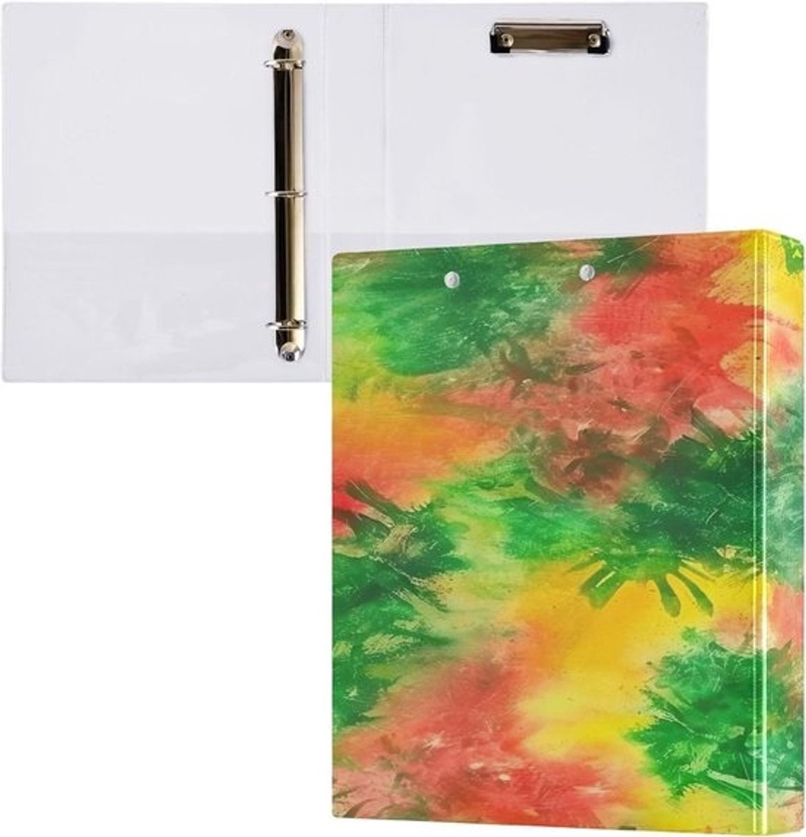 Ringmappen Set - Ringbanden Mappen - Documenten Organiseren - Met Binnenvakken - A4 Formaat - Tie-Dye