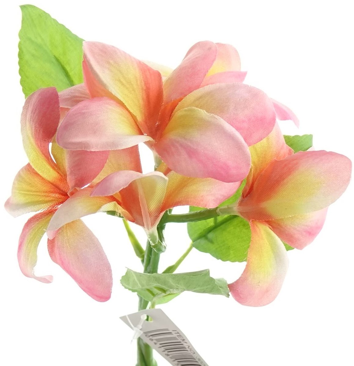Gasper Frangipani Plumeria Roze en Geel 32 cm - Kunstbloemen
