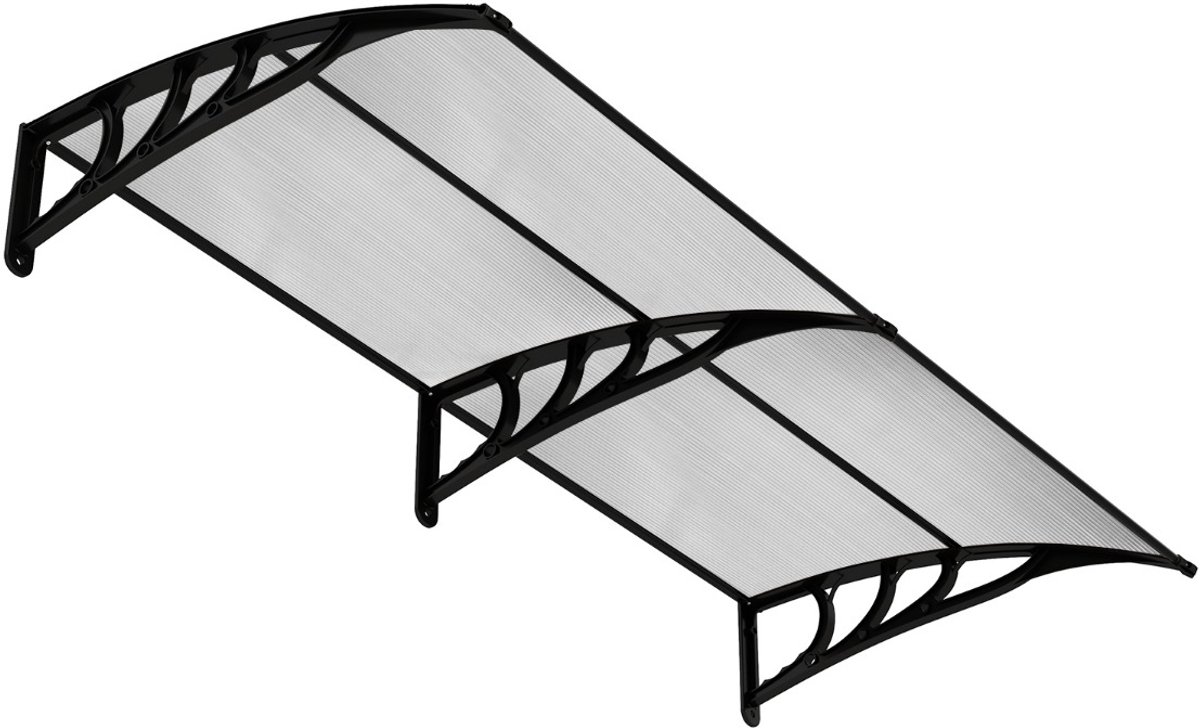 SureDeal® - Luifel - Huisdeur Overkapping Aluminium - Polycarbonaat Transparante Boogluifel - 199x99x28 cm - Grijs