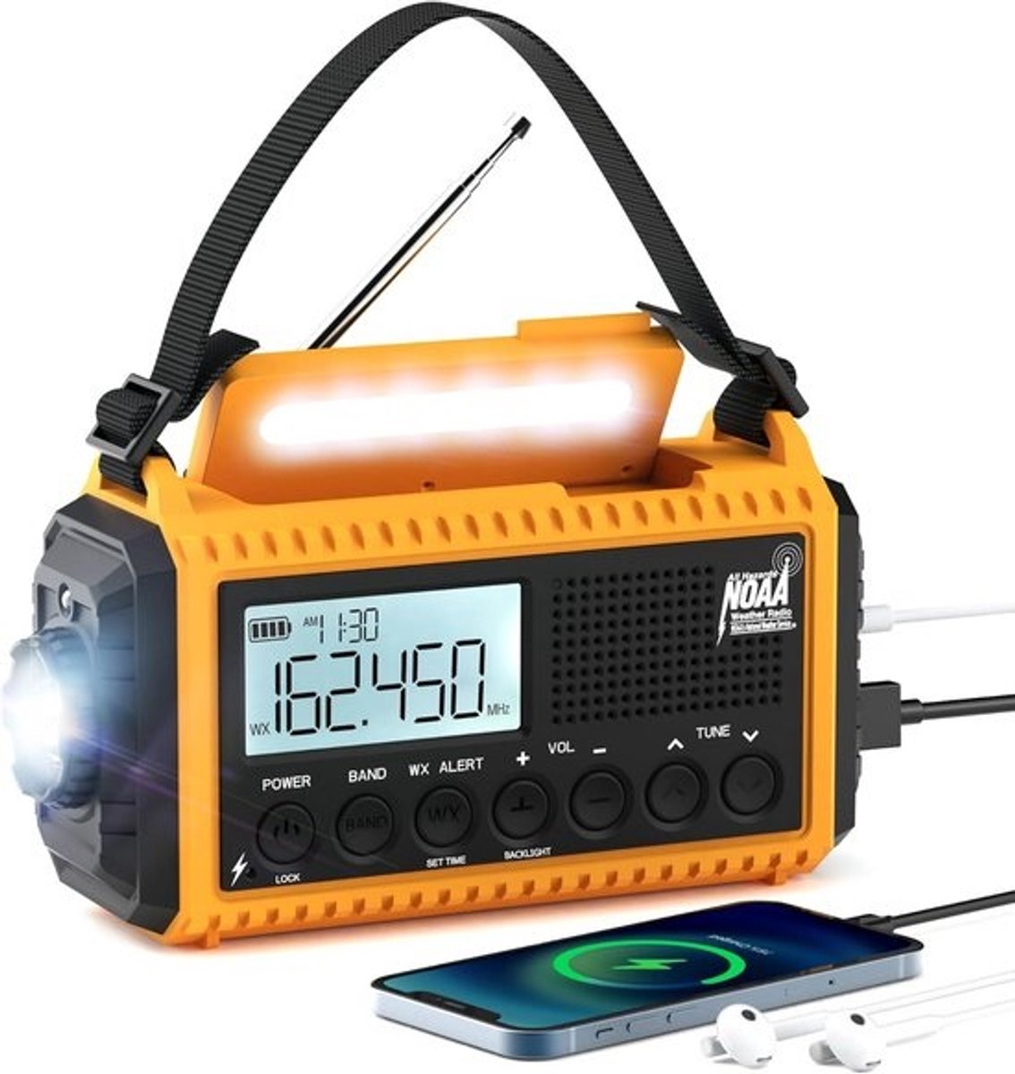 Draagbare Noodradio op Zonne-energie met AM/FM, Korte Golf en USB-oplader