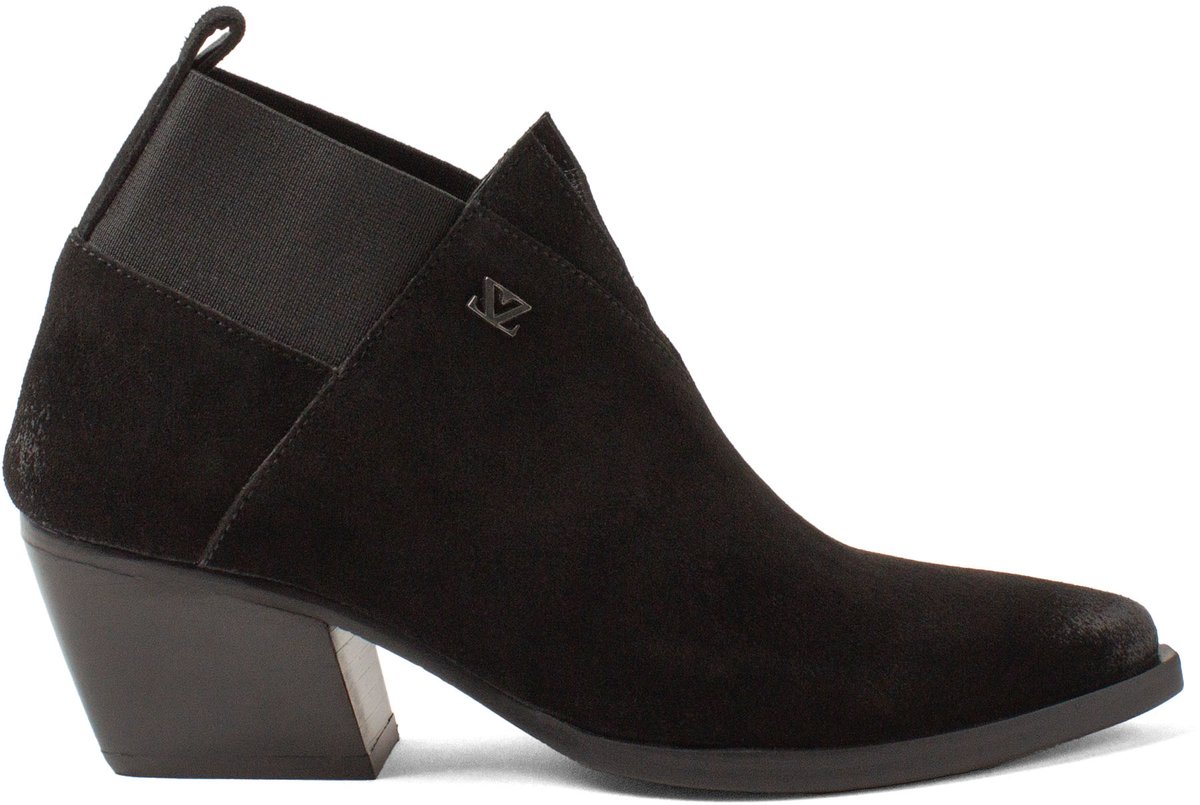Lazamani - Britt Dames Enkellaarsjes Suede Black - Maat 40