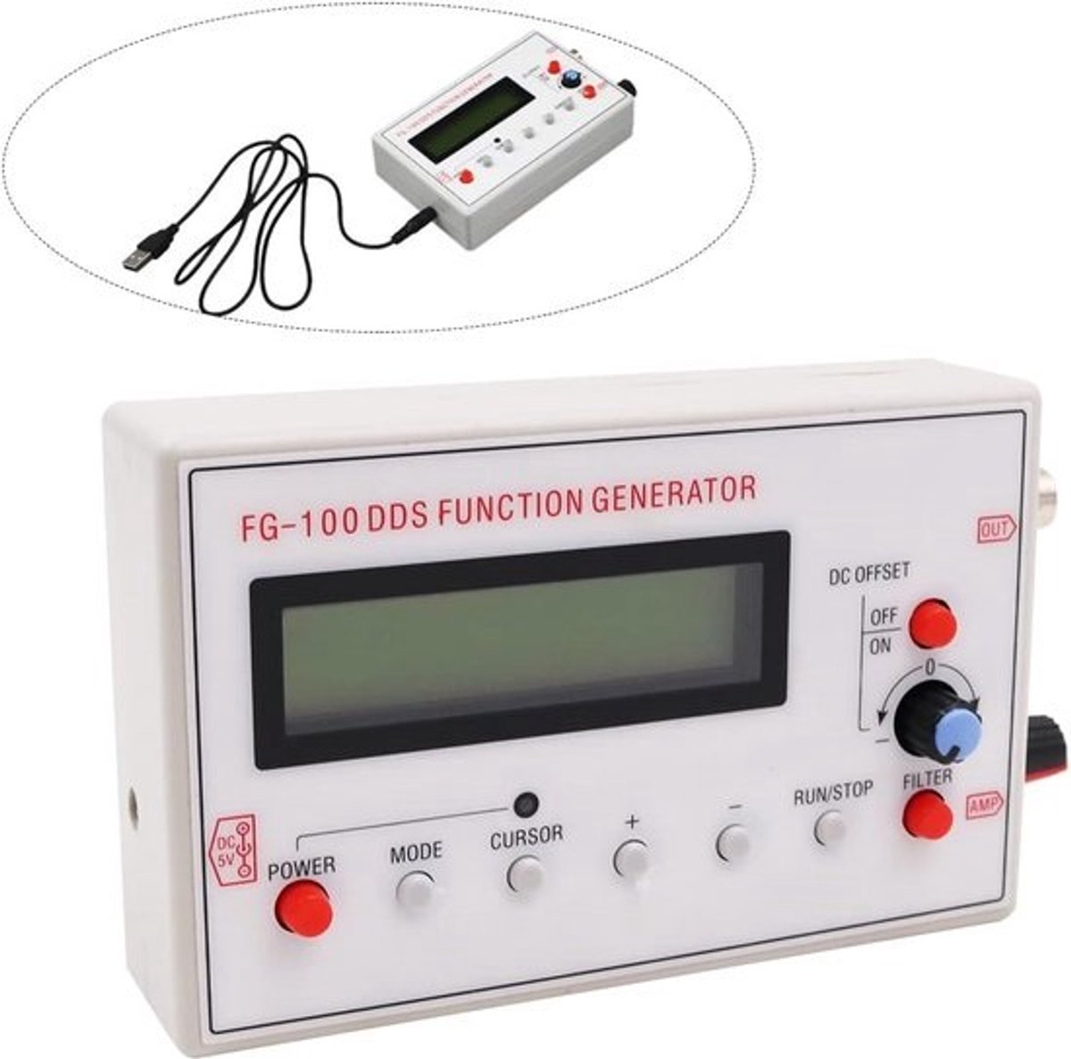 Frequentiegenerator en Signaalgenerator 1Hz-500kHz - Sinus, Vierkant, Driehoek, Zaagtand Golfvormen