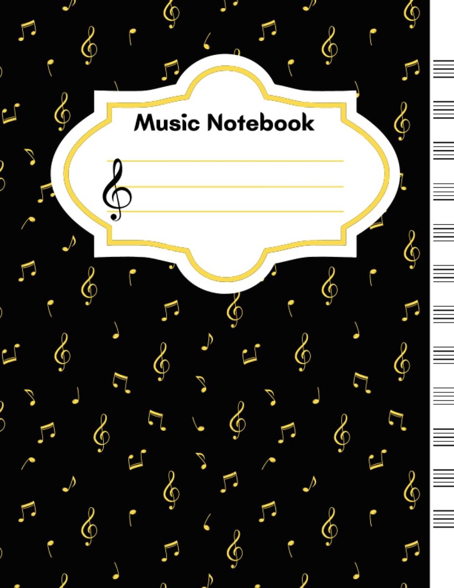 Music Notebook Black/Yellow: Pentagram Notebook- Music Writing Notebook for adult and kids 120 pages standard Music - ShopVlot