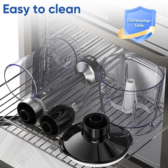 Waves - Staafmixer - Staafmixer set - Hakmolen - Melkopschuimer - Hand blender - Garde - Maatbeker - 5 in 1 - RVS messen van Waves — afbeelding 3