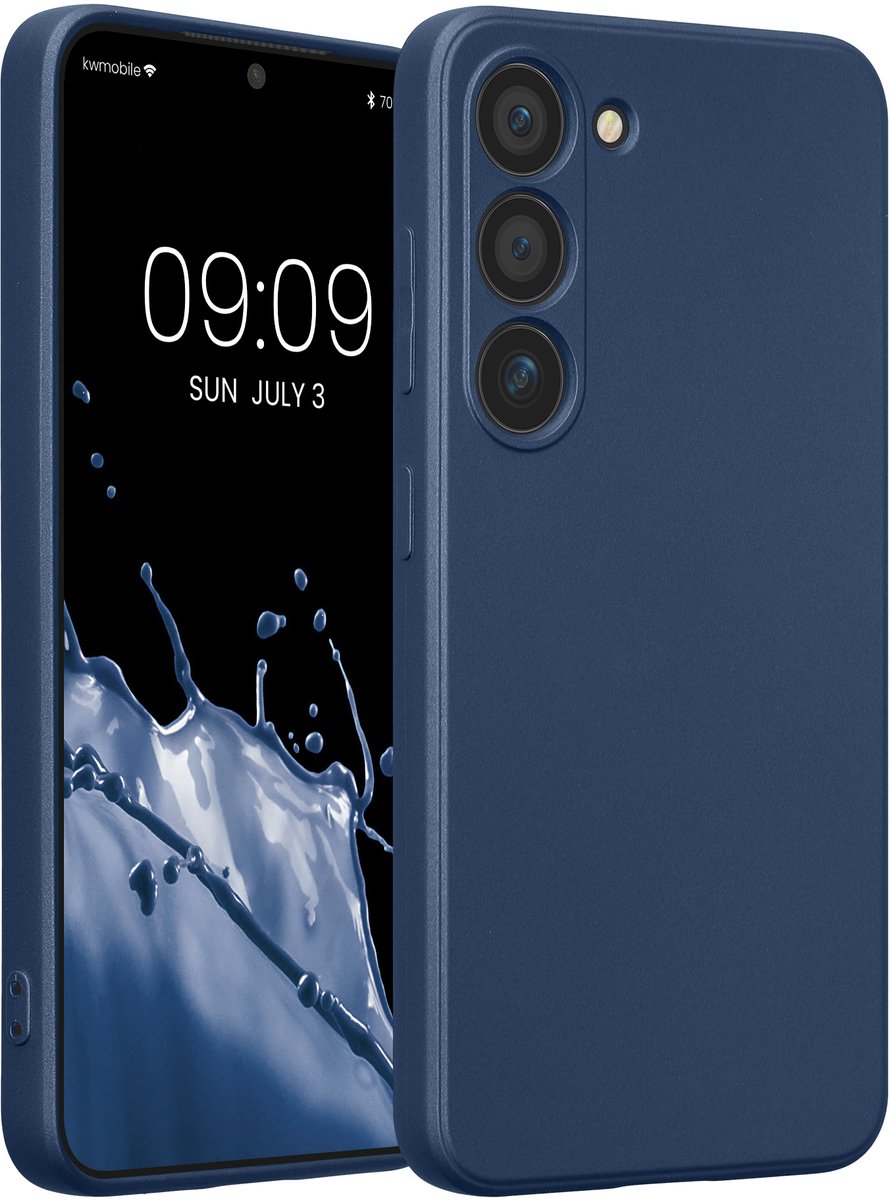 kwmobile metallic telefoonhoesje van TPU - geschikt voor Samsung Galaxy S23 - Flexible case voor smartphone - In metallic blauw