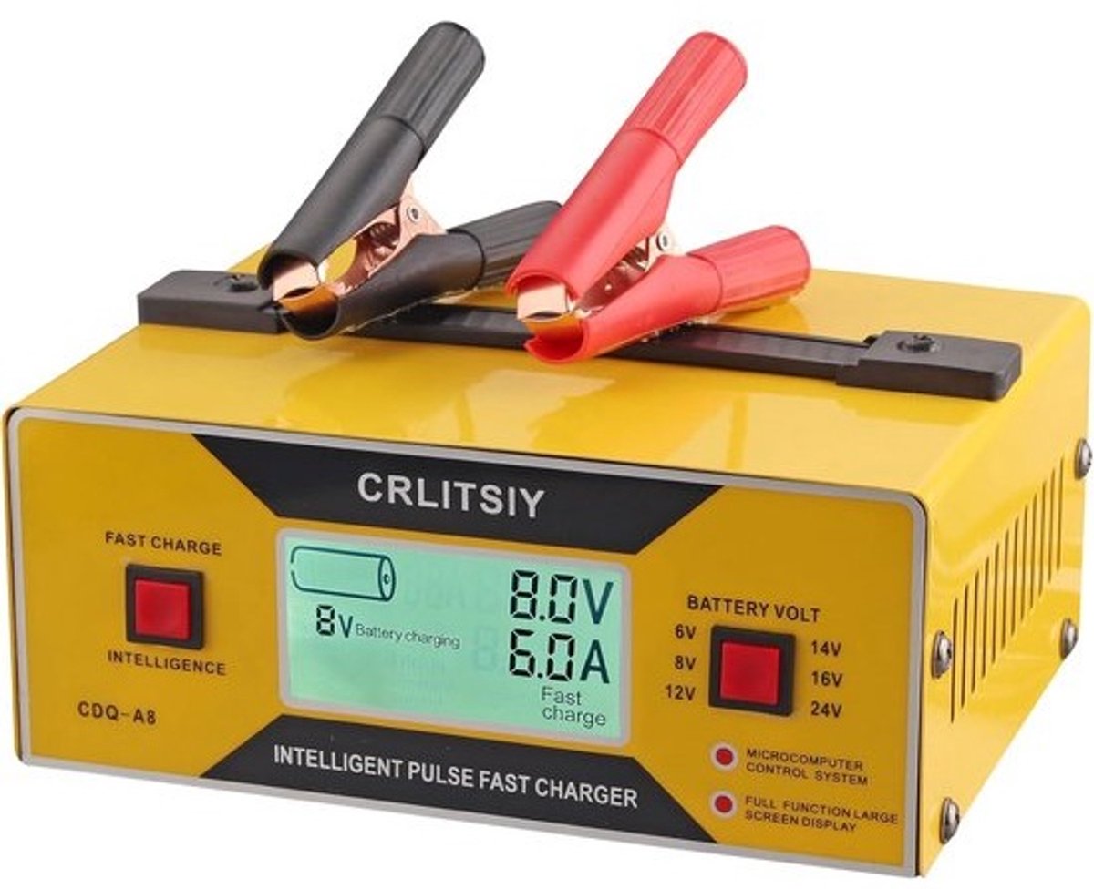 Universele Trickle Lader & Accu Onderhouder 6V/8V/12V/24V met LCD Scherm