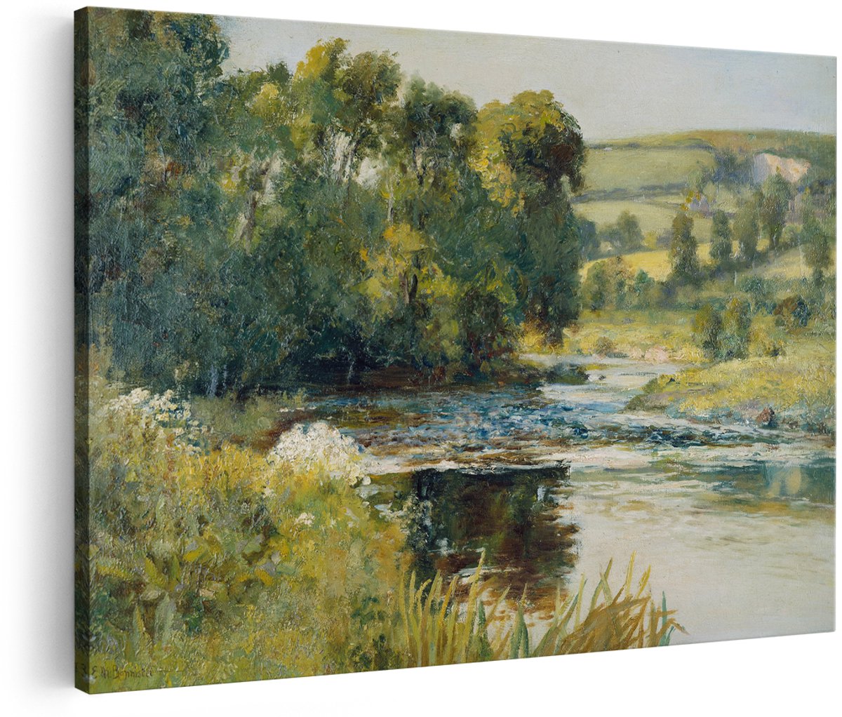 Artaza Canvas Schilderij Landschap - 150x100 cm - Groot - Wanddecoratie Rivier - Muurdecoratie Natuur - Decoratie Bomen Woonkamer