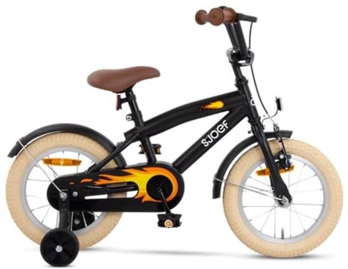 Cruise Kinderfiets 14 inch voor Jongens | Fiets Geschikt voor 3-5 Jaar met Zijwieltjes en Verstelbaar Zadel