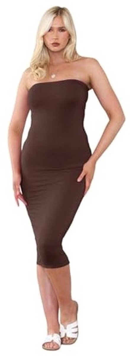Dames Strapless Bodycon Lange Midi Jurk