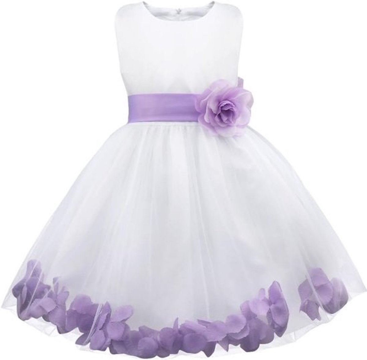 Elegante lange jurk voor meisjes, tule, rozenblaadjes, bruidsmeisjesjurk, kleurrijk, communie en doop