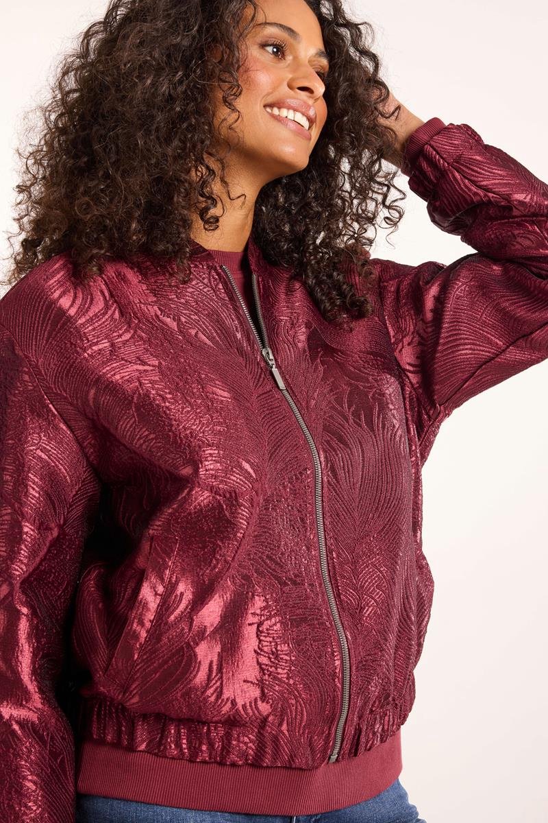 DIDI Dames Bomber Lora Wine Feather jacquard maat 40